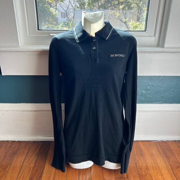 X-Bionic Womens Lady Black Long Sleeve Polo Shirt Size Small. I - Picture 1 of 16